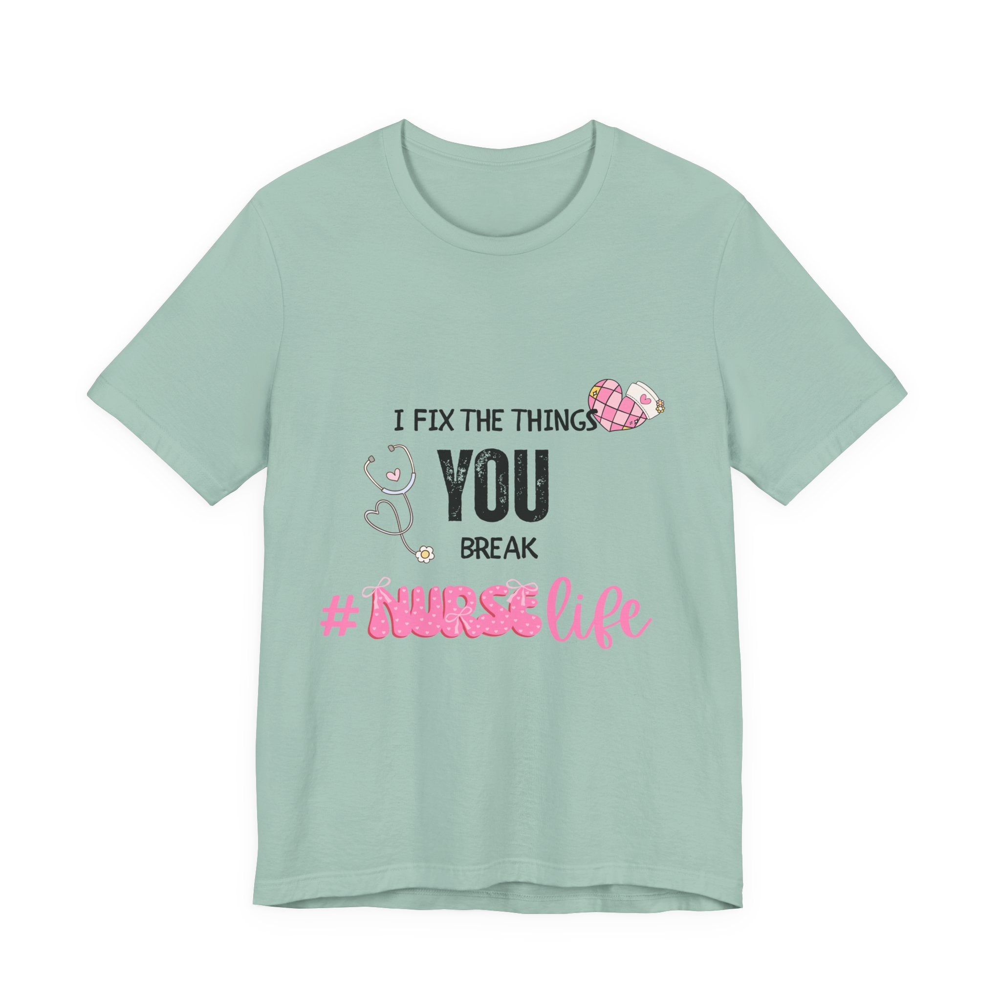 Nurse Life Tee with Stethoscope and Heart Graphic