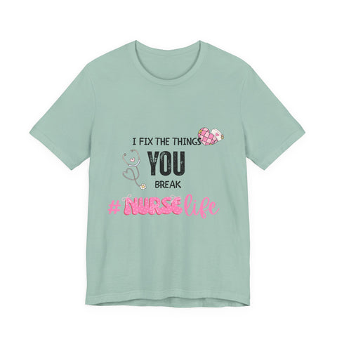 Nurse Life Tee with Stethoscope and Heart Graphic