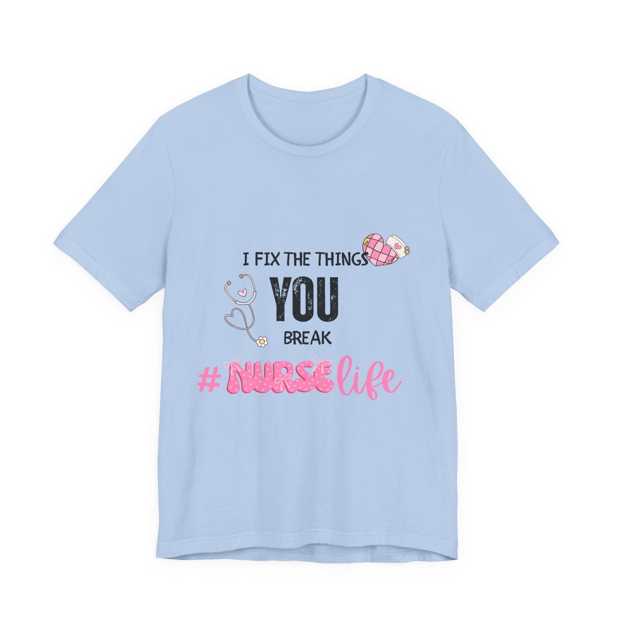 Nurse Life Tee with Stethoscope and Heart Graphic