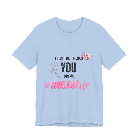 Nurse Life Tee with Stethoscope and Heart Graphic