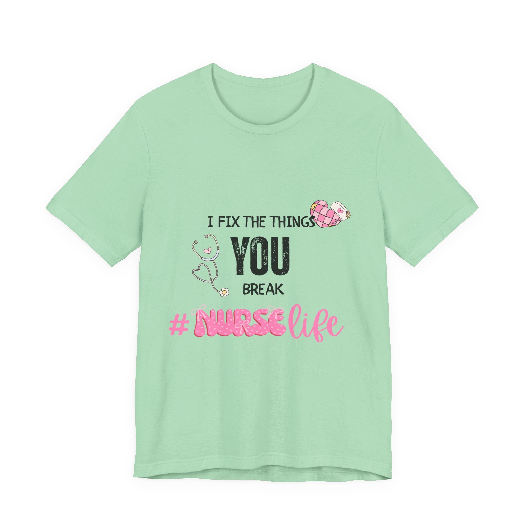 Nurse Life Tee with Stethoscope and Heart Graphic