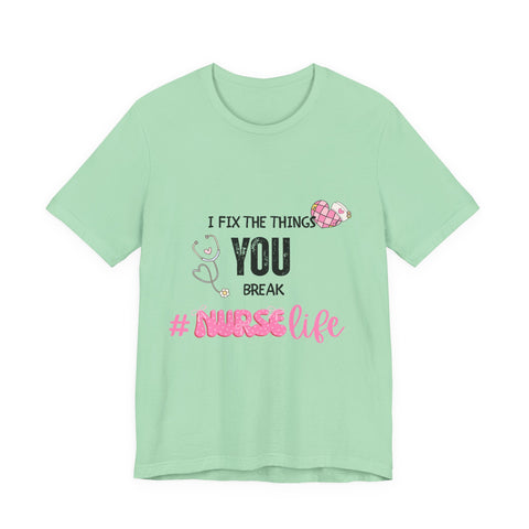 Nurse Life Tee with Stethoscope and Heart Graphic