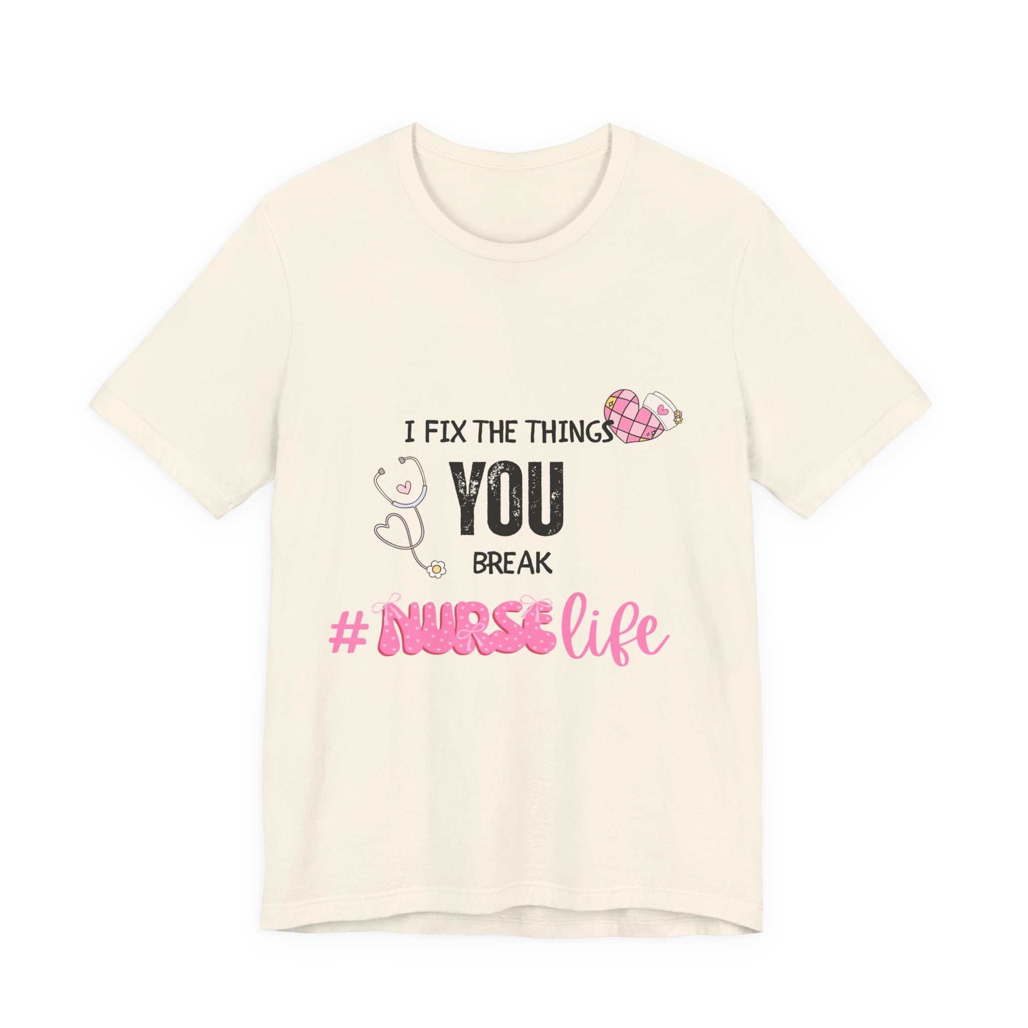 Nurse Life Tee with Stethoscope and Heart Graphic