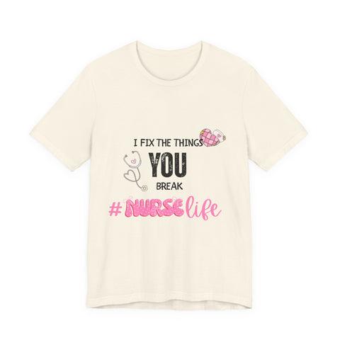 Nurse Life Tee with Stethoscope and Heart Graphic