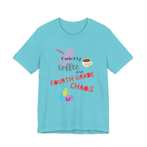 Coffee & Fourth Grade Chaos Tee, Teacher Gift Shirt, Funny Teacher T-Shirt, Classroom Humor, Back to School Apparel, Unisex Teacher Tee