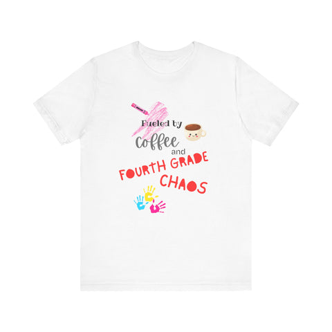 Coffee & Fourth Grade Chaos Tee, Teacher Gift Shirt, Funny Teacher T-Shirt, Classroom Humor, Back to School Apparel, Unisex Teacher Tee