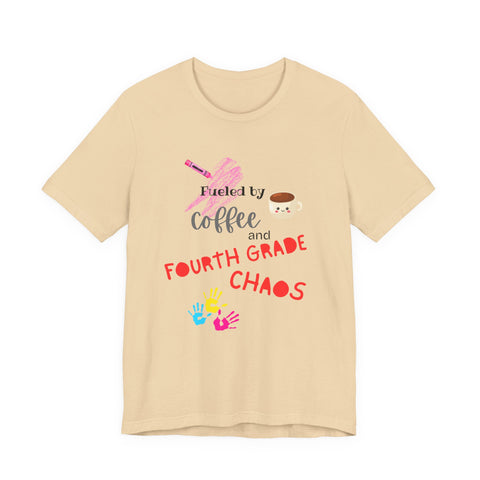 Coffee & Fourth Grade Chaos Tee, Teacher Gift Shirt, Funny Teacher T-Shirt, Classroom Humor, Back to School Apparel, Unisex Teacher Tee