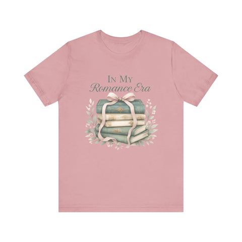 Romance Era Unisex Tee with Books and Bow Design