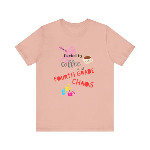 Coffee & Fourth Grade Chaos Tee, Teacher Gift Shirt, Funny Teacher T-Shirt, Classroom Humor, Back to School Apparel, Unisex Teacher Tee