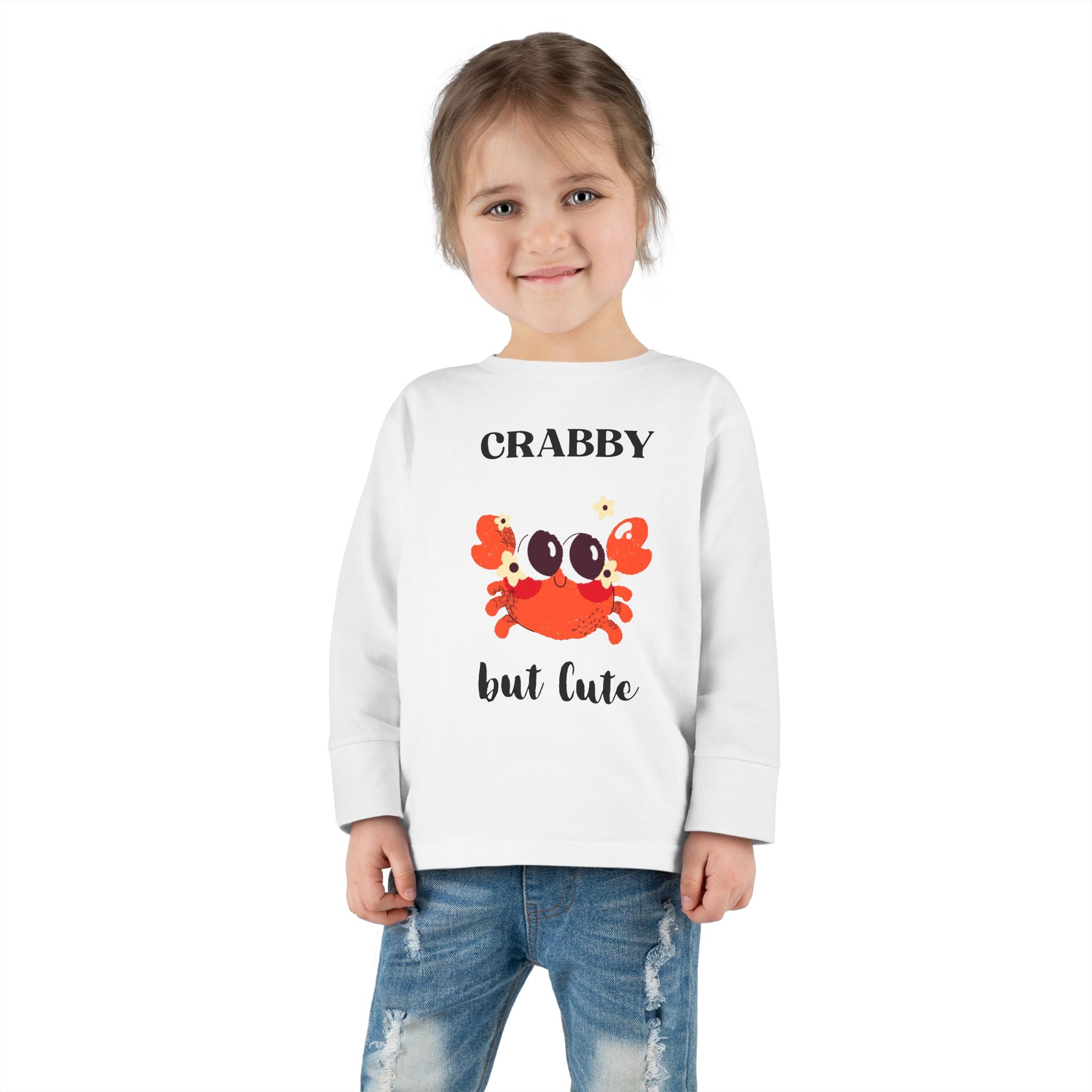 Crabby But Cute Toddler Long Sleeve Tee - Fun and Playful Kids Shirt
