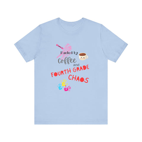 Coffee & Fourth Grade Chaos Tee, Teacher Gift Shirt, Funny Teacher T-Shirt, Classroom Humor, Back to School Apparel, Unisex Teacher Tee