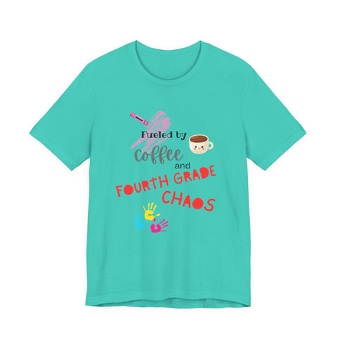 Coffee & Fourth Grade Chaos Tee, Teacher Gift Shirt, Funny Teacher T-Shirt, Classroom Humor, Back to School Apparel, Unisex Teacher Tee