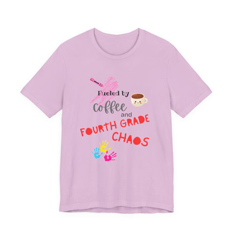 Coffee & Fourth Grade Chaos Tee, Teacher Gift Shirt, Funny Teacher T-Shirt, Classroom Humor, Back to School Apparel, Unisex Teacher Tee