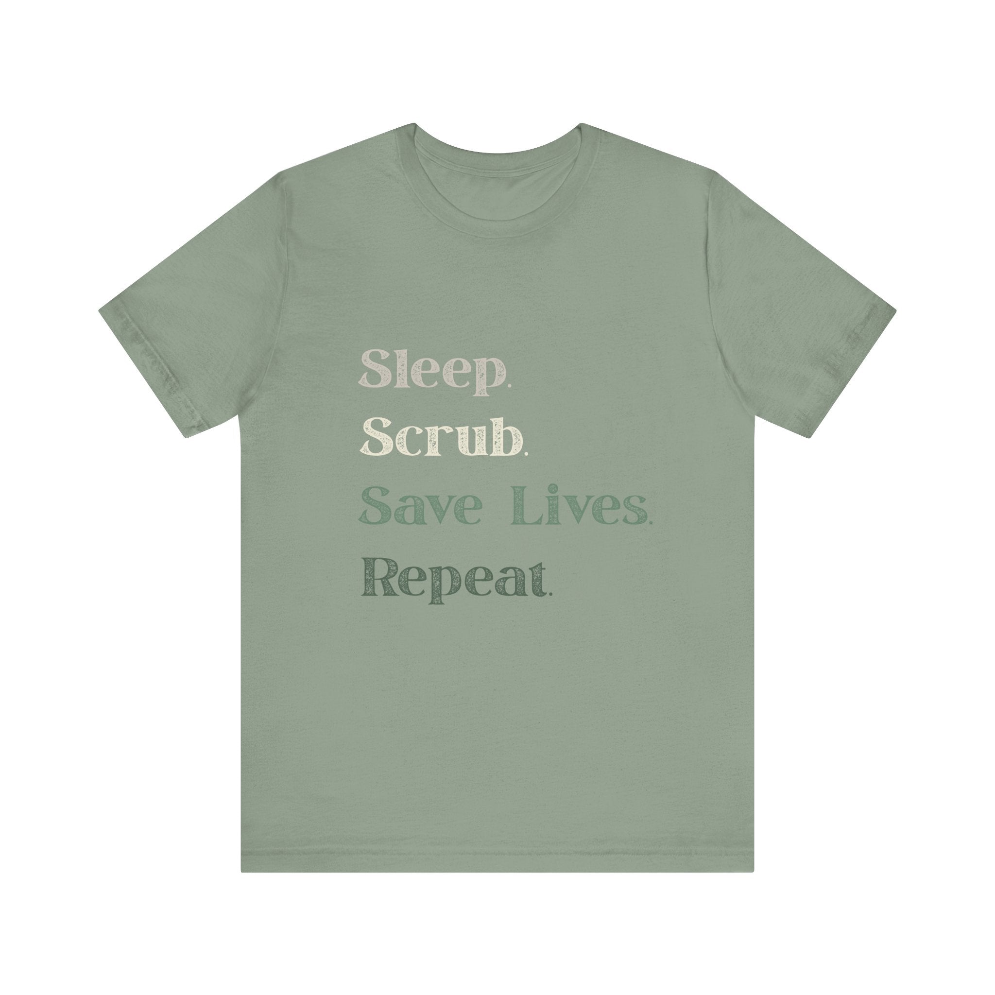 Healthcare Worker Unisex Tee - 'sleep, scrub, save lives, repeat'