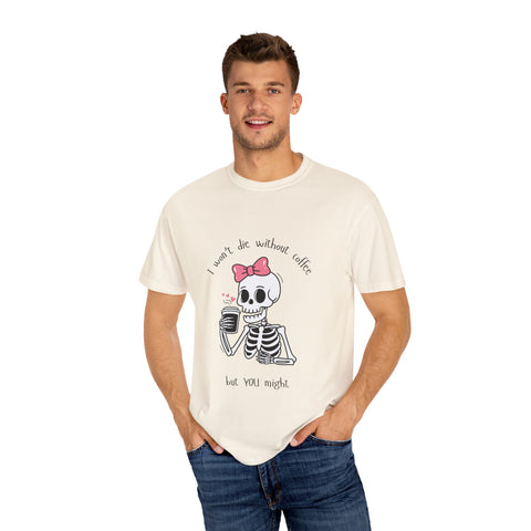 Unisex Skeleton Coffee T-Shirt - Perfect for Coffee Lovers & Halloween
