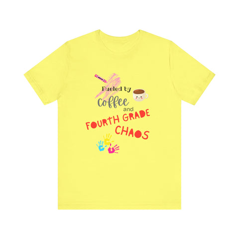 Coffee & Fourth Grade Chaos Tee, Teacher Gift Shirt, Funny Teacher T-Shirt, Classroom Humor, Back to School Apparel, Unisex Teacher Tee
