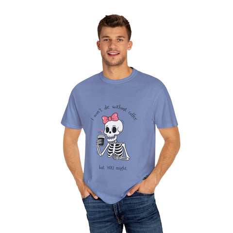 Unisex Skeleton Coffee T-Shirt - Perfect for Coffee Lovers & Halloween