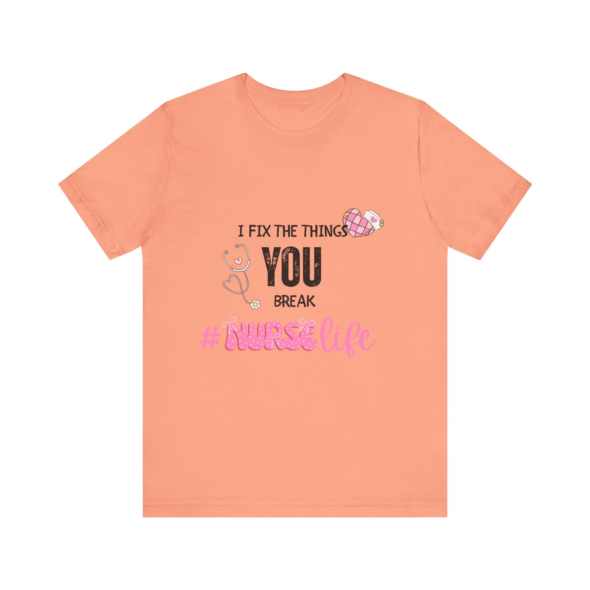 Nurse Life Tee with Stethoscope and Heart Graphic