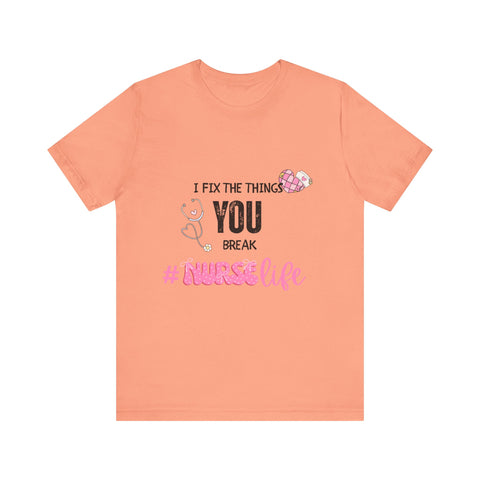 Nurse Life Tee with Stethoscope and Heart Graphic