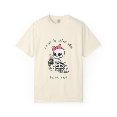 Unisex Skeleton Coffee T-Shirt - Perfect for Coffee Lovers & Halloween
