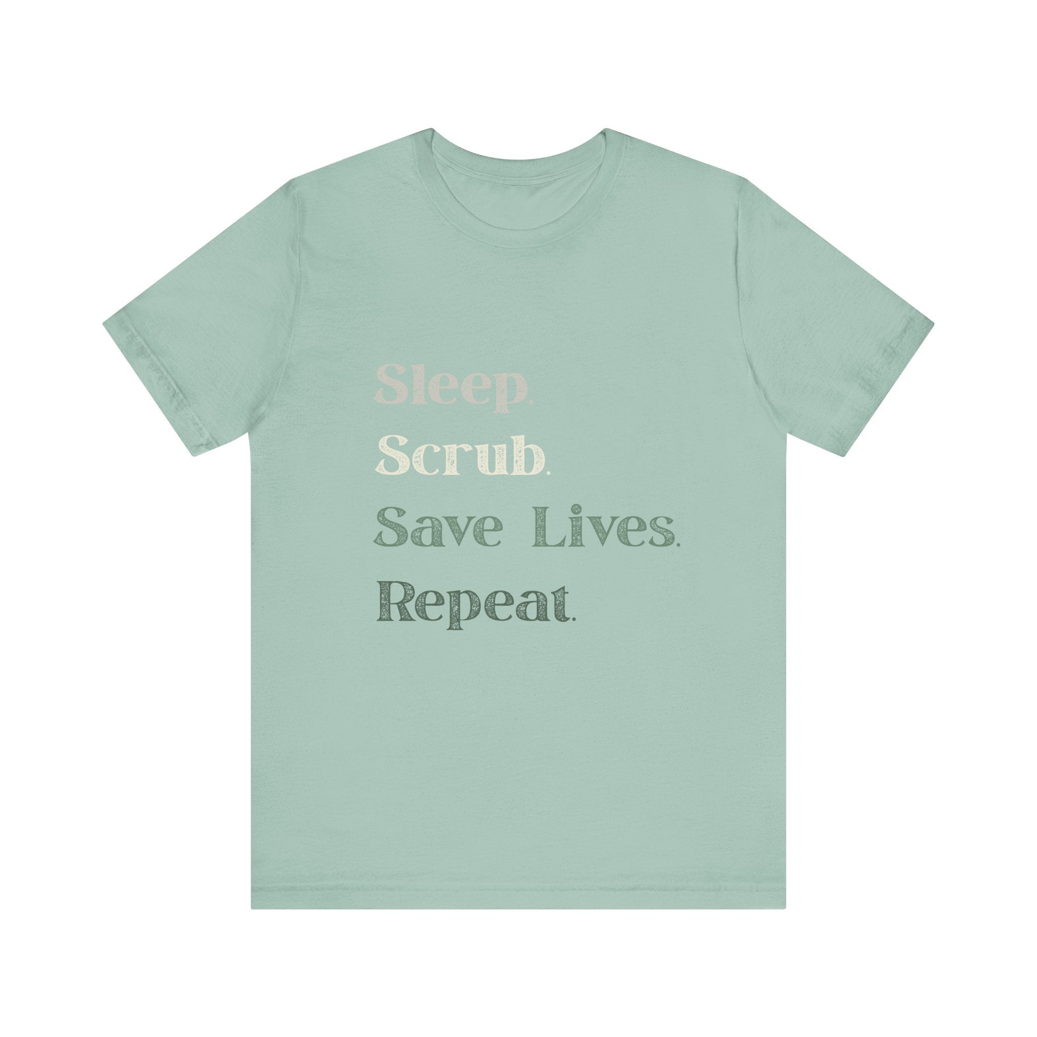 Healthcare Worker Unisex Tee - 'sleep, scrub, save lives, repeat'