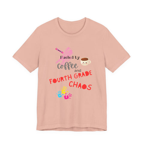 Coffee & Fourth Grade Chaos Tee, Teacher Gift Shirt, Funny Teacher T-Shirt, Classroom Humor, Back to School Apparel, Unisex Teacher Tee