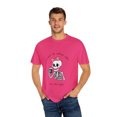 Unisex Skeleton Coffee T-Shirt - Perfect for Coffee Lovers & Halloween