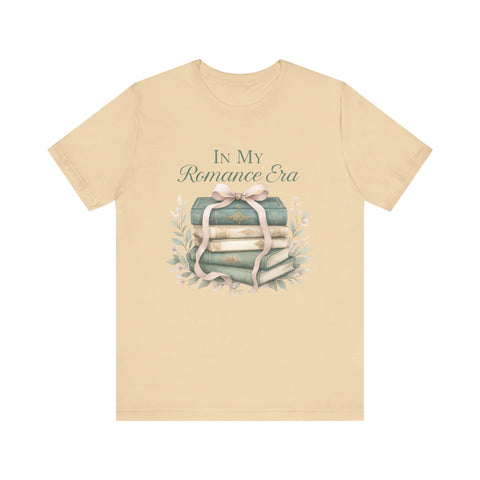 Romance Era Unisex Tee with Books and Bow Design