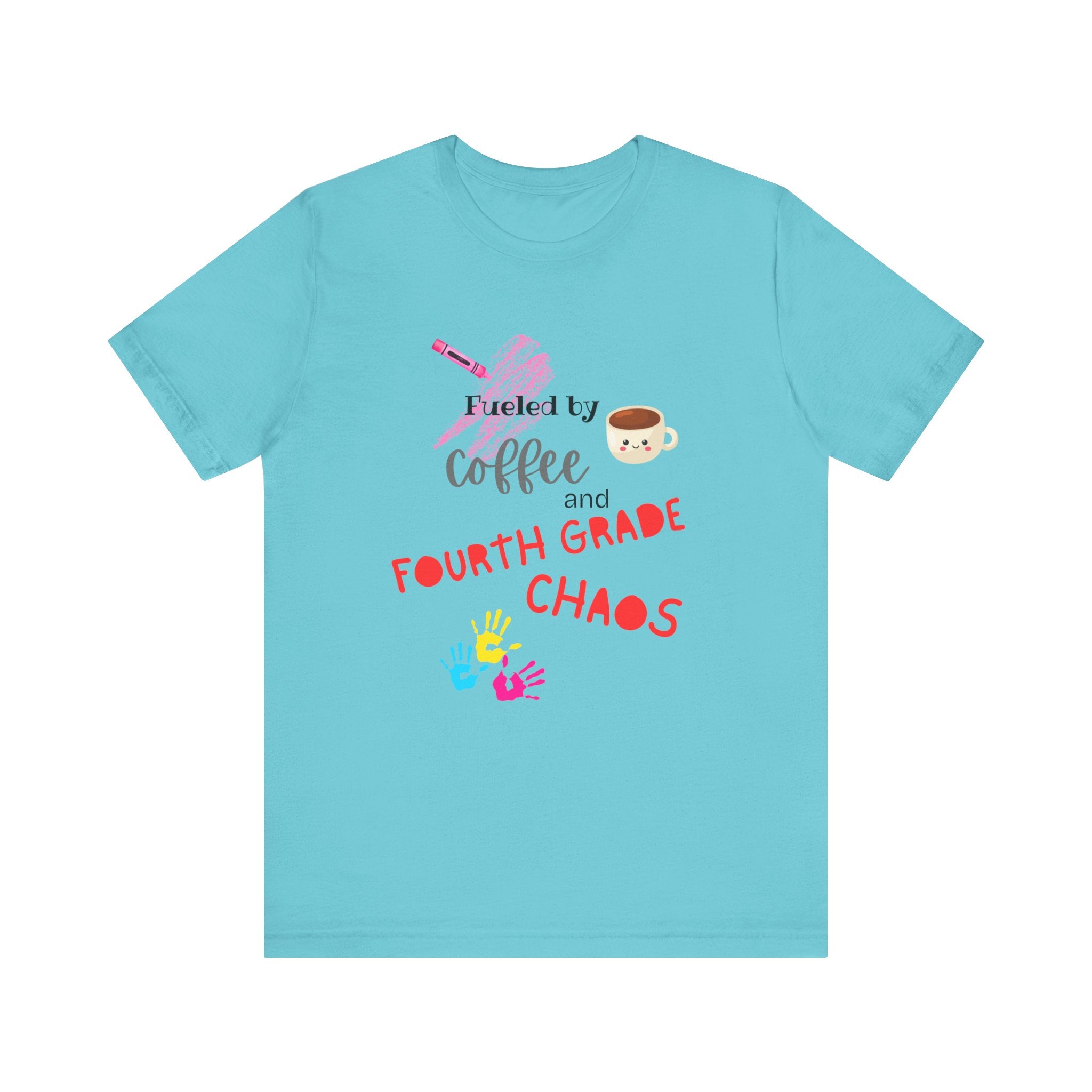 Coffee & Fourth Grade Chaos Tee, Teacher Gift Shirt, Funny Teacher T-Shirt, Classroom Humor, Back to School Apparel, Unisex Teacher Tee