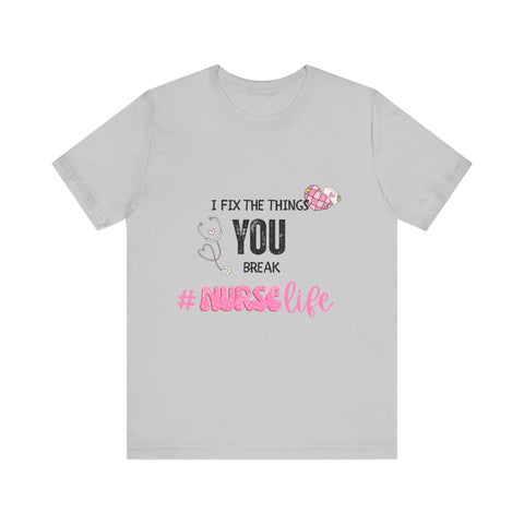 Nurse Life Tee with Stethoscope and Heart Graphic