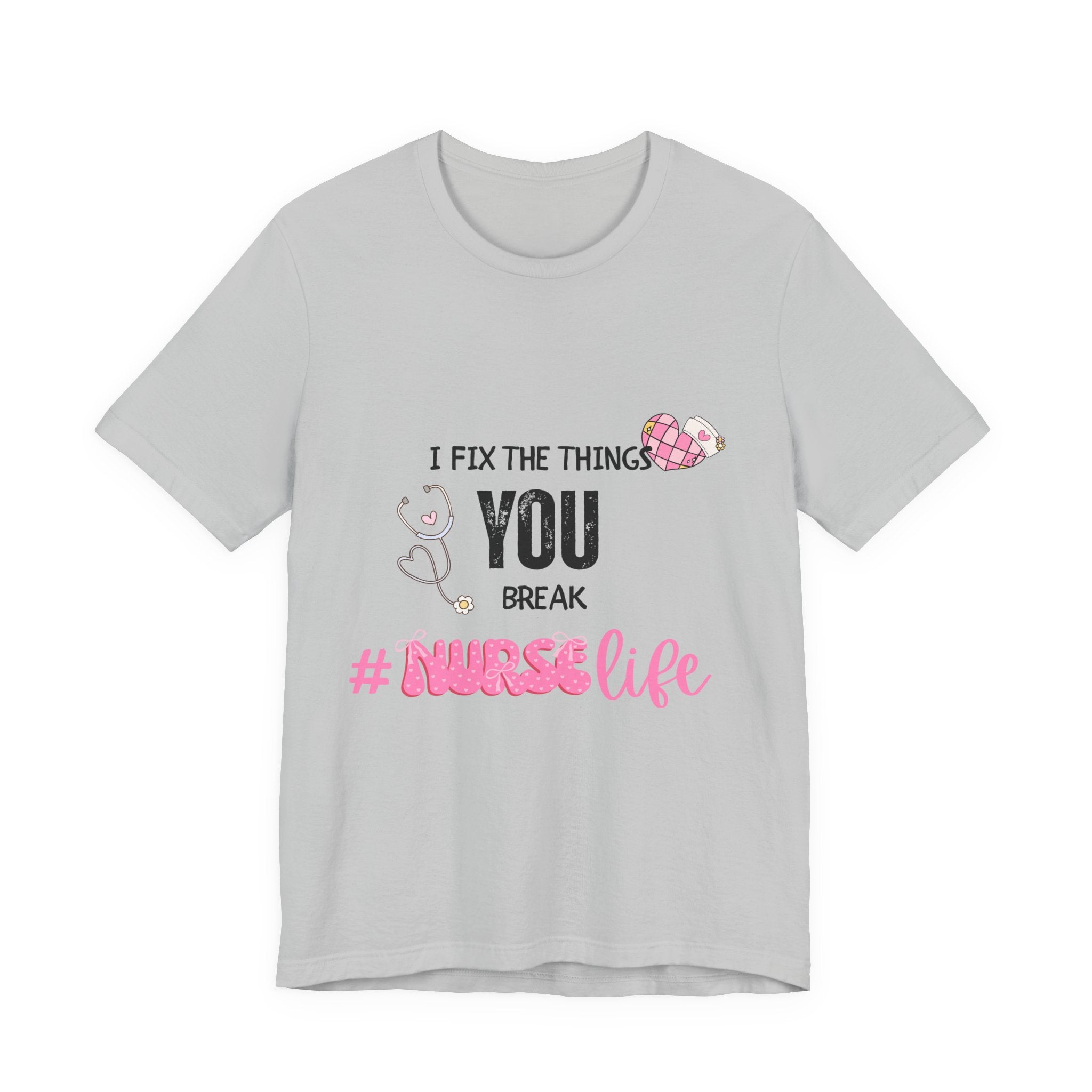 Nurse Life Tee with Stethoscope and Heart Graphic