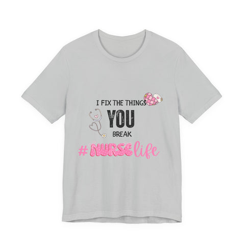 Nurse Life Tee with Stethoscope and Heart Graphic