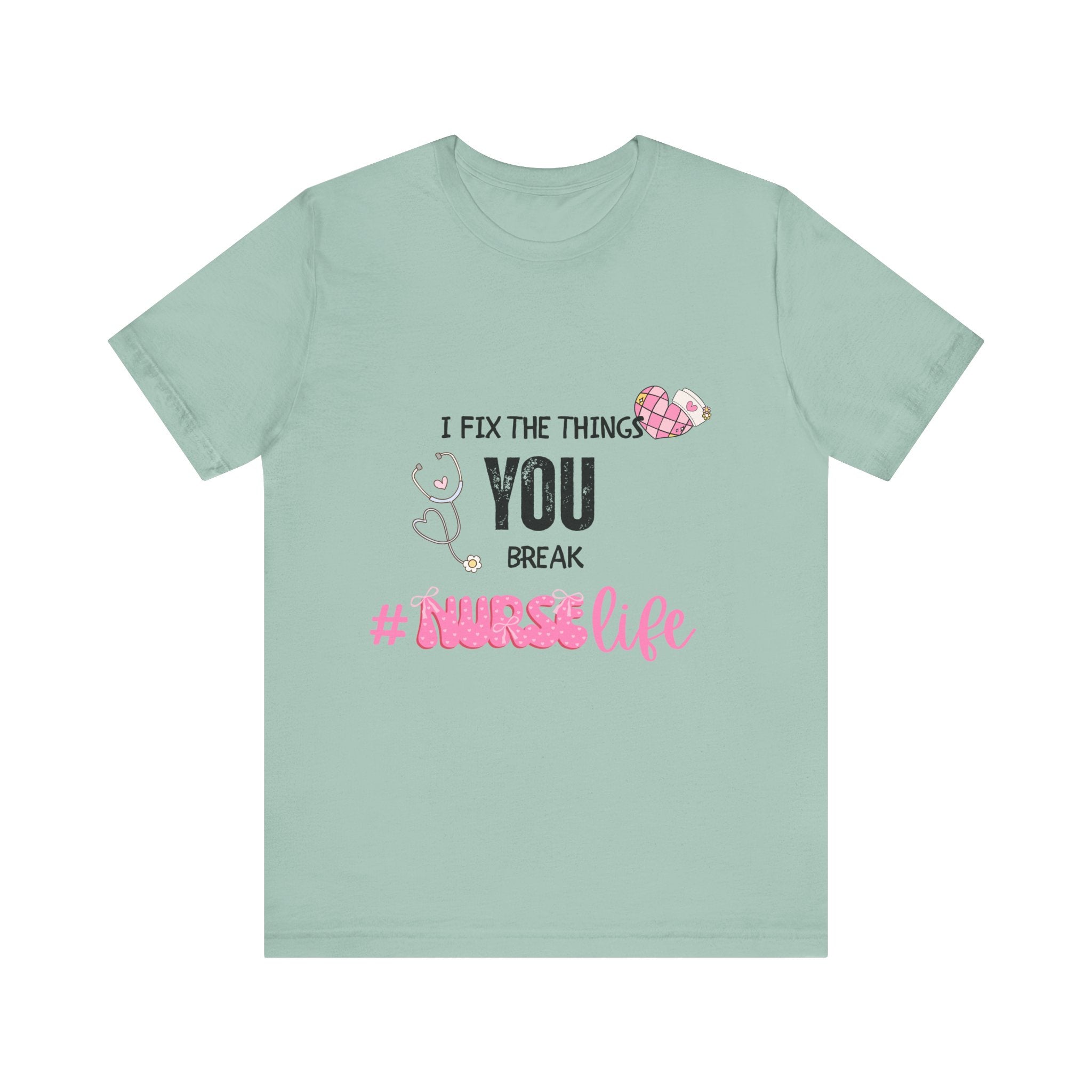 Nurse Life Tee with Stethoscope and Heart Graphic