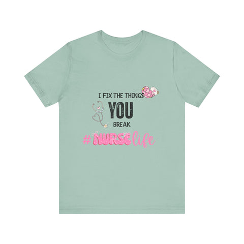 Nurse Life Tee with Stethoscope and Heart Graphic