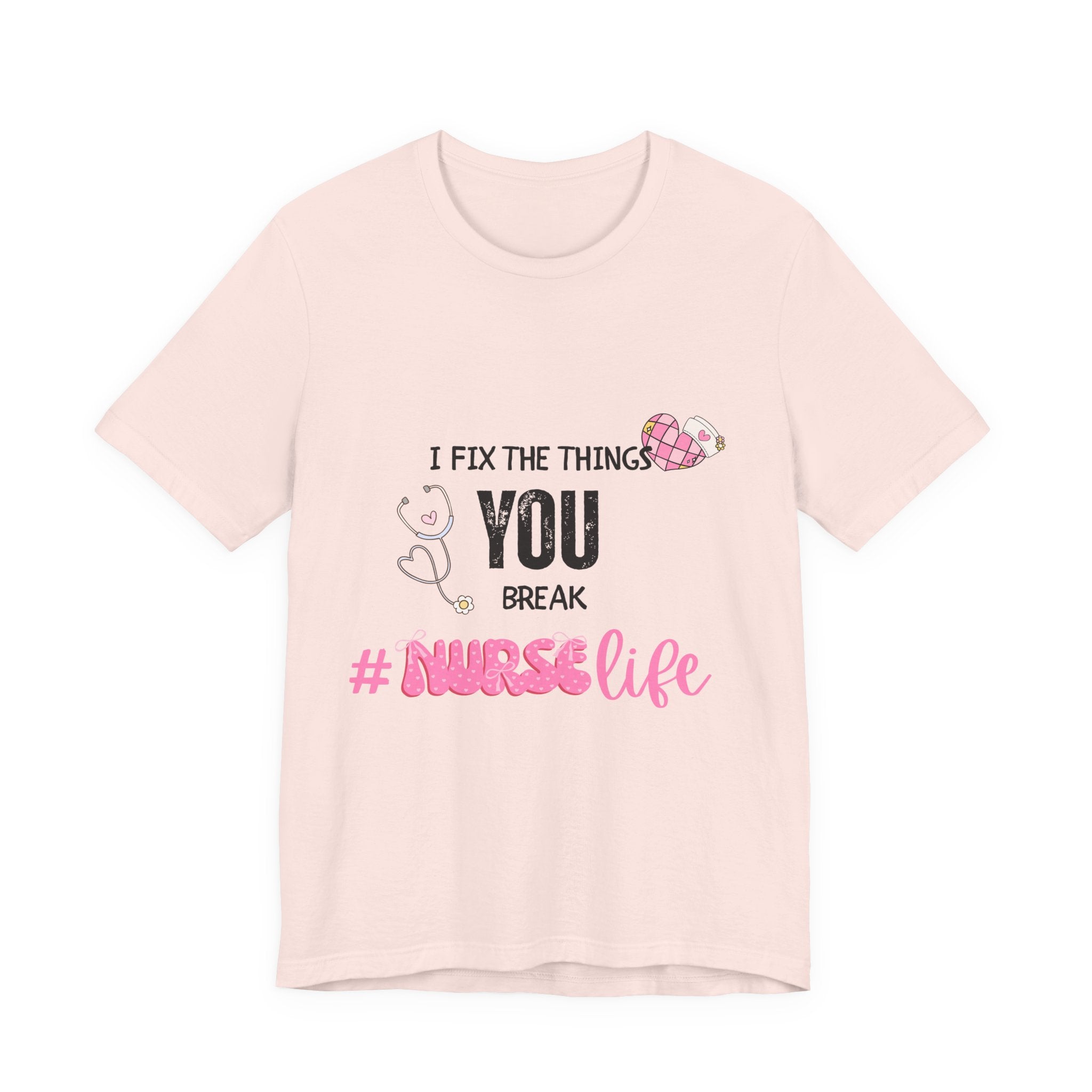 Nurse Life Tee with Stethoscope and Heart Graphic