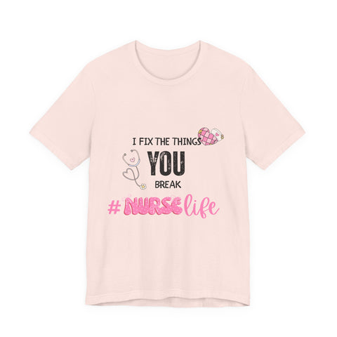 Nurse Life Tee with Stethoscope and Heart Graphic