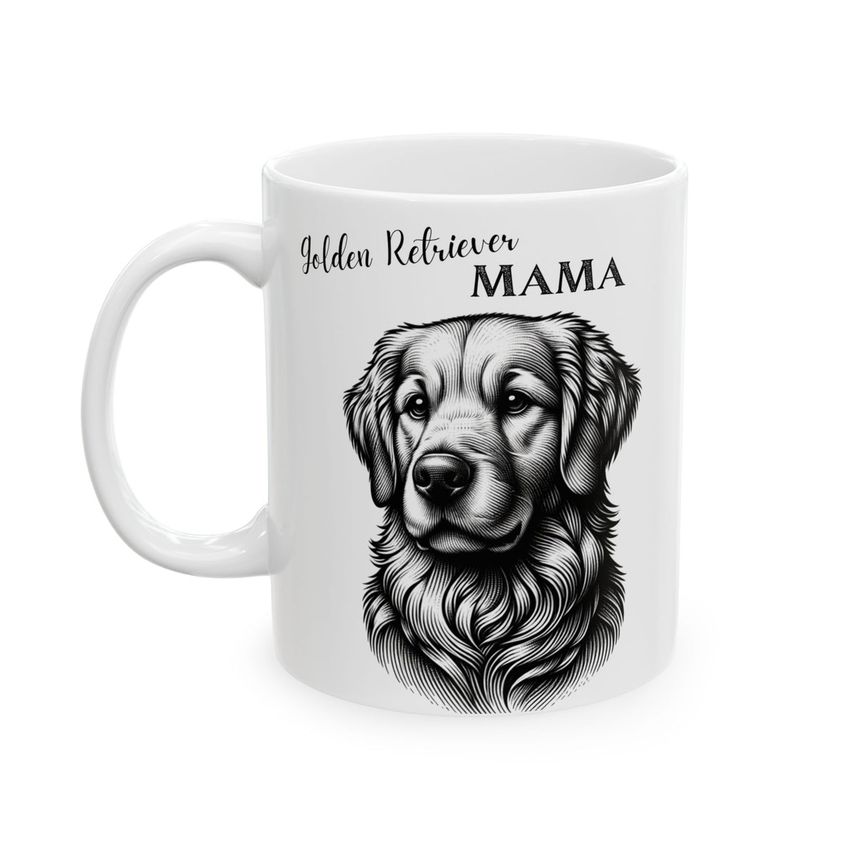 Mug - Cute Golden Retriever Face with Golden Retriever Mama Ceramic Mug (11oz, 15oz)