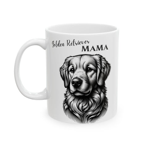 Mug - Cute Golden Retriever Face with Golden Retriever Mama Ceramic Mug (11oz, 15oz)