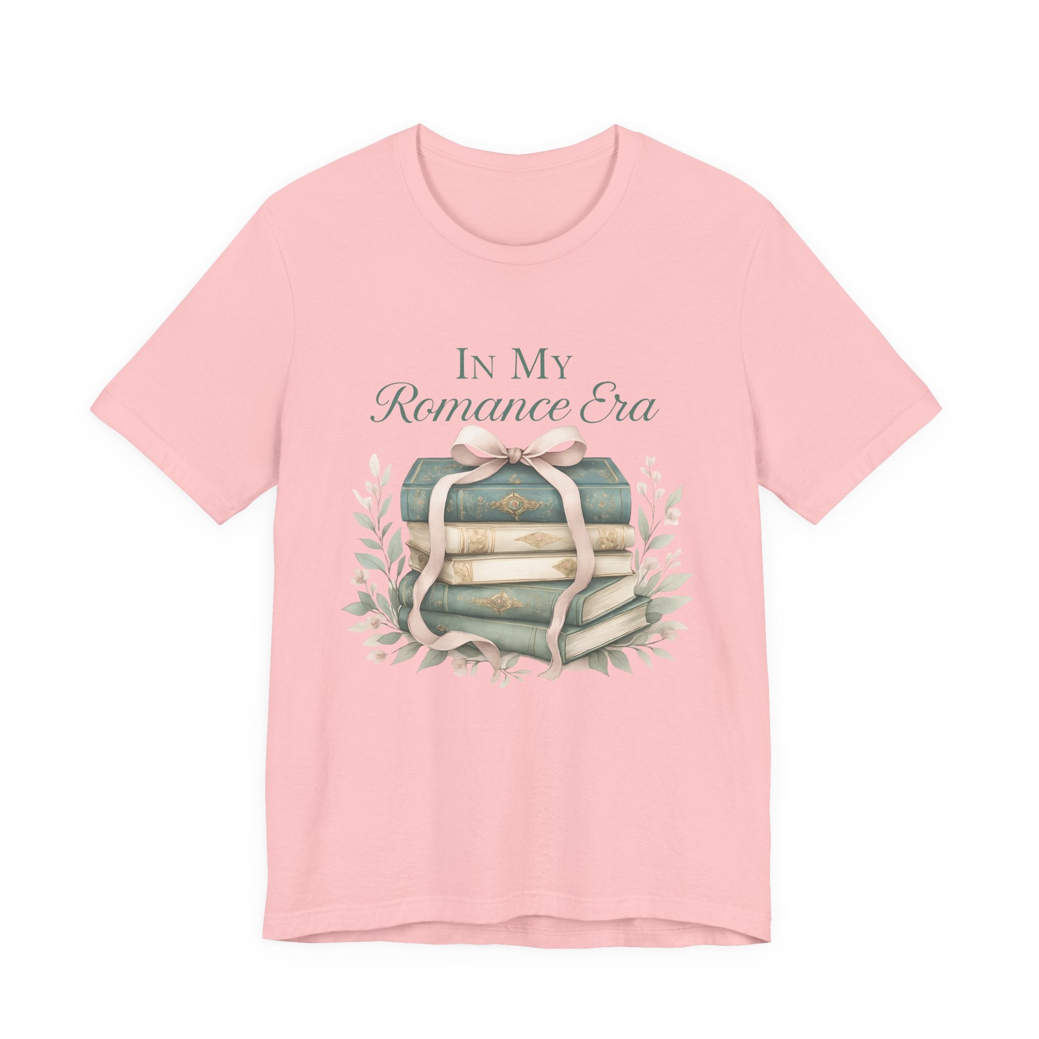 Romance Era Unisex Tee with Books and Bow Design