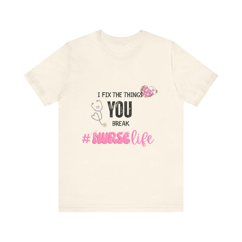 Nurse Life Tee with Stethoscope and Heart Graphic