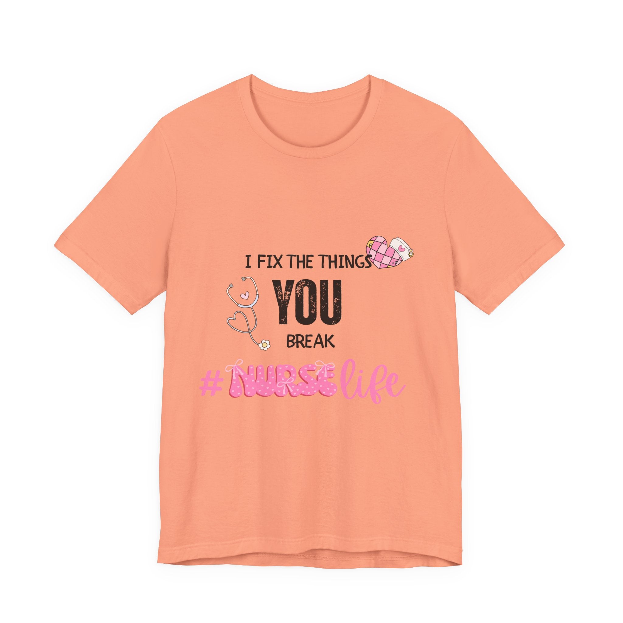 Nurse Life Tee with Stethoscope and Heart Graphic