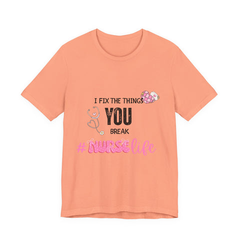 Nurse Life Tee with Stethoscope and Heart Graphic