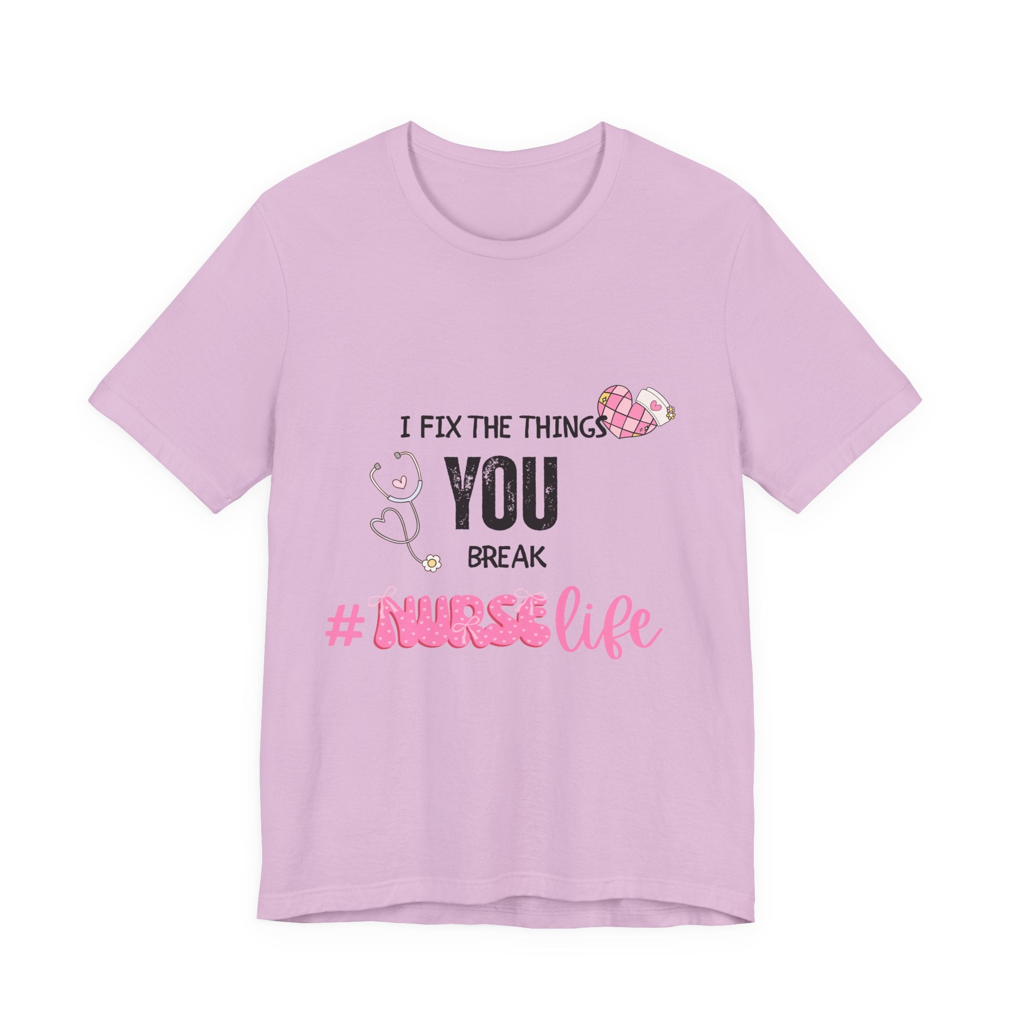 Nurse Life Tee with Stethoscope and Heart Graphic