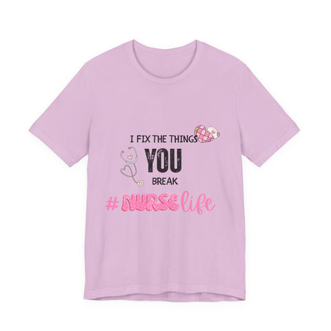 Nurse Life Tee with Stethoscope and Heart Graphic