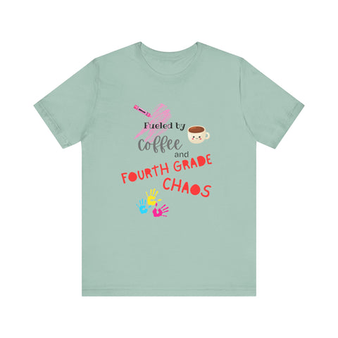Coffee & Fourth Grade Chaos Tee, Teacher Gift Shirt, Funny Teacher T-Shirt, Classroom Humor, Back to School Apparel, Unisex Teacher Tee