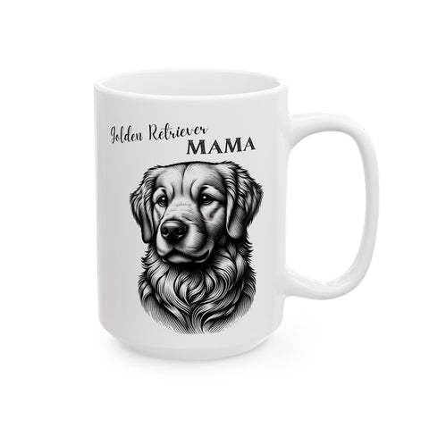 Mug - Cute Golden Retriever Face with Golden Retriever Mama Ceramic Mug (11oz, 15oz)