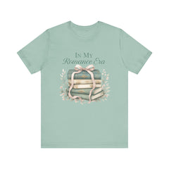 Romance Era Unisex Tee with Books and Bow Design