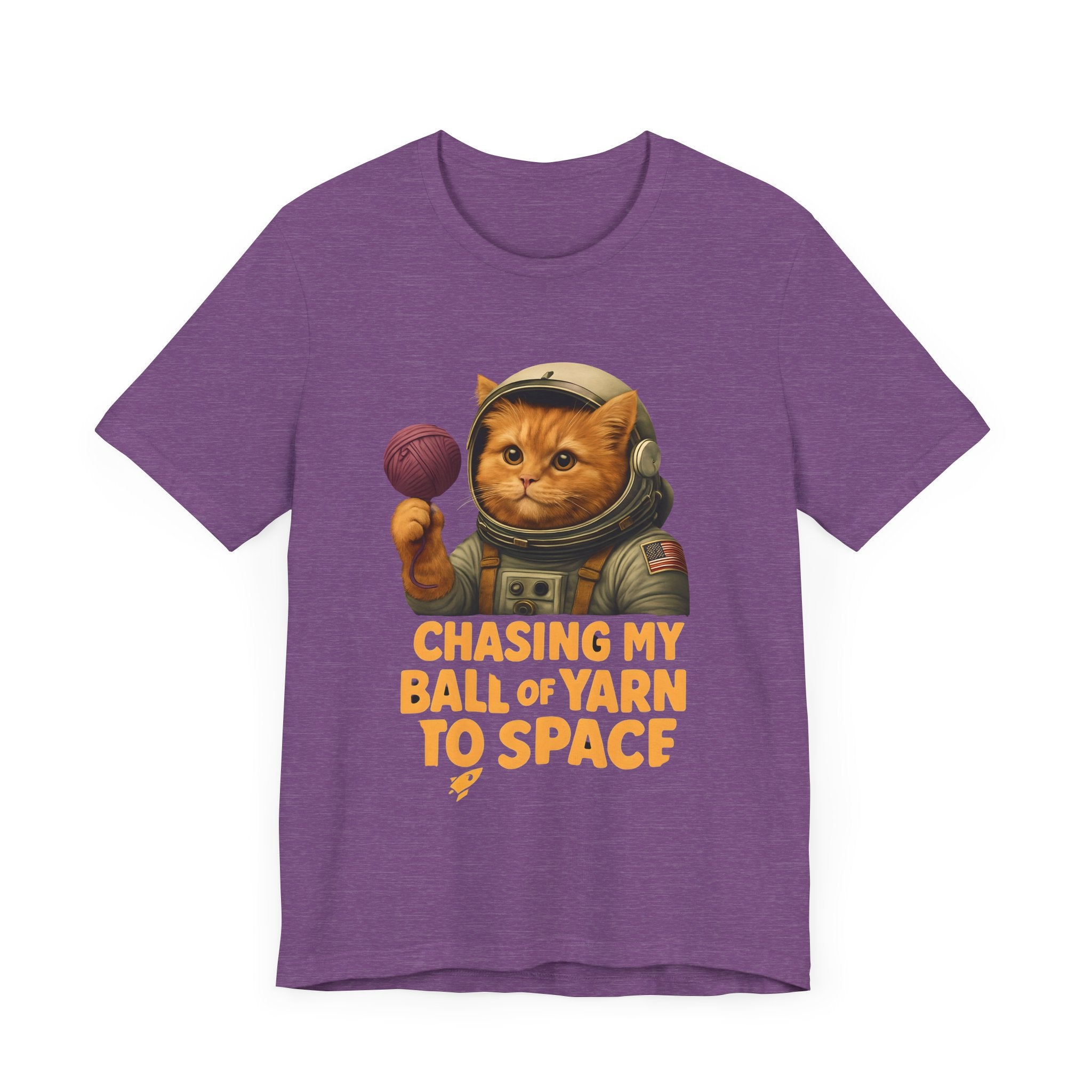 Astronaut Cat Tee - "Chasing My Ball of Yarn to Space" Unisex Jersey Short Sleeve T-Shirt