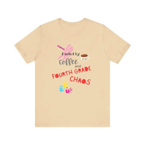 Coffee & Fourth Grade Chaos Tee, Teacher Gift Shirt, Funny Teacher T-Shirt, Classroom Humor, Back to School Apparel, Unisex Teacher Tee