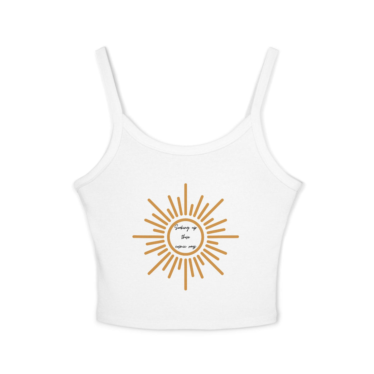 Sunny Vibes Women's Spaghetti Strap Tank Top | Motivational Graphic Tee